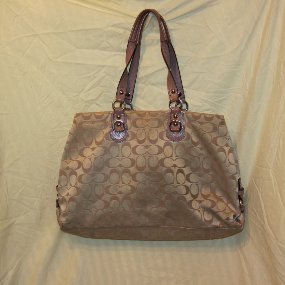 Coach 15510 Ashley Cary All Beige Purple Purse - Picture 3 of 7